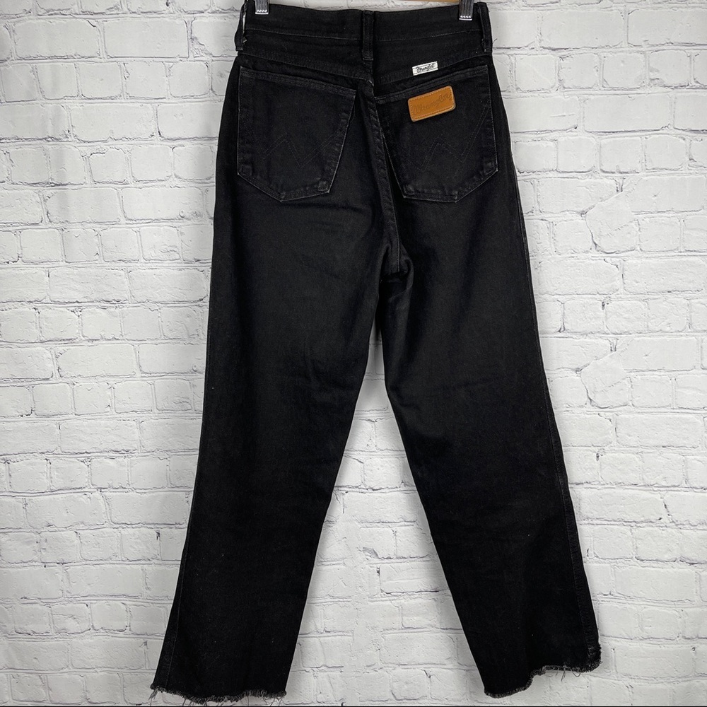 WRANGLER vintage 90s black denim wide leg high waist crop jeans pants - Picture 2 of 9